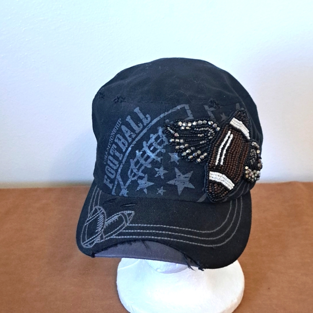 Championship Football Leader L.O.G.A. Hat black cotton distressed adjustable.